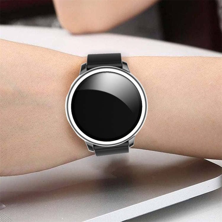 For Samsung Galaxy Watch Active 2 40mm Electroplate PC Protective Case with Tempered Glass Film(Silver) - Watch Bands by buy2fix | Online Shopping UK | buy2fix