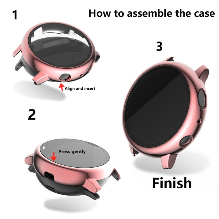 For Samsung Galaxy Watch Active 2 40mm Electroplate PC Protective Case with Tempered Glass Film(Silver) - Watch Bands by buy2fix | Online Shopping UK | buy2fix