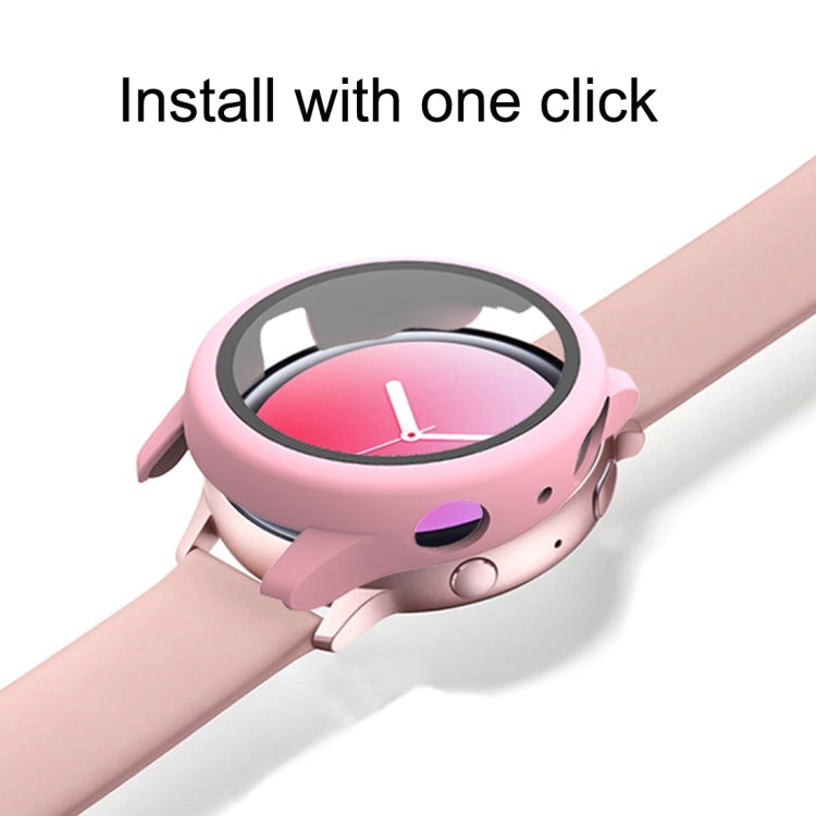 For Samsung Galaxy Watch Active 2 40mm PC Protective Case with Tempered Glass Film(Silver) - Watch Bands by buy2fix | Online Shopping UK | buy2fix