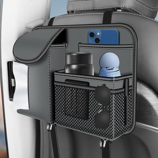 3087 Napa Texture Leather Car Seat Back Storage Bag(Grey) by buy2fix