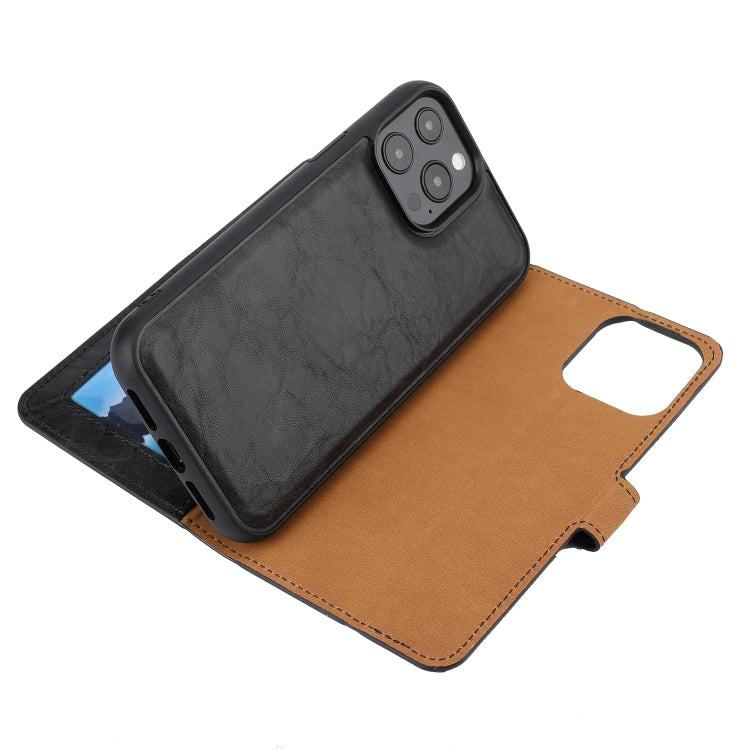 For iPhone 15 Pro Max Crazy Horse Texture Detachable Horizontal Flip PU Case(Black) by buy2fix