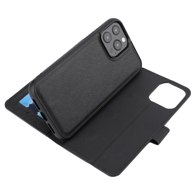 For iPhone 15 Pro Max Cross Texture Detachable Horizontal Flip PU Leather Case(Black) by buy2fix
