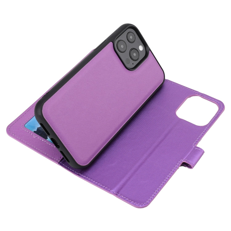 For iPhone 15 Pro Max Cross Texture Detachable Horizontal Flip PU Leather Case(Purple) by buy2fix