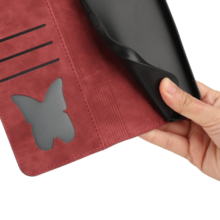 For iPhone 15 Pro Max Butterfly Cat Embossing Flip Leather Phone Case(Red) by buy2fix
