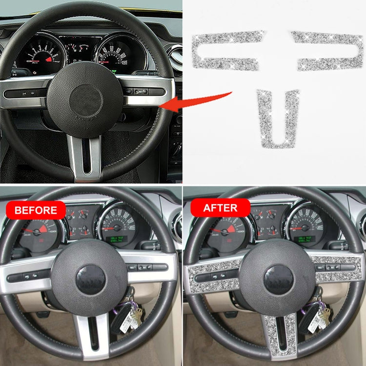 For Ford Mustang 2005-2009 3 in 1 Car Steering Wheel Diamond Decorative Sticker, Left Drive by buy2fix