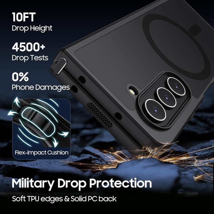 For Samsung Galaxy Z Fold4 MagSafe Ultra-thin Translucent PC+TPU Phone Case(Black) by buy2fix