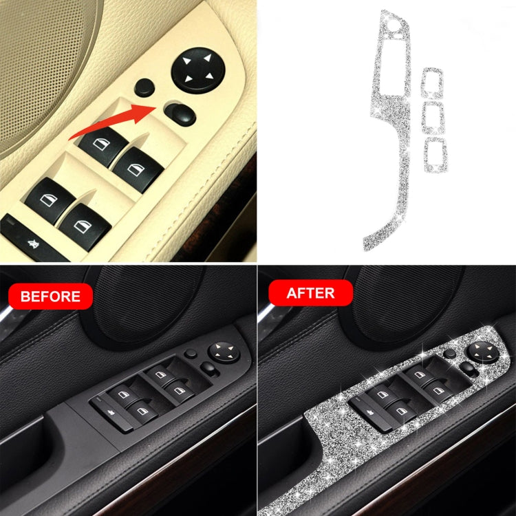 For BMW 3 Series E90 / 320i / 325i 2005-2012 Car Window Lift Panel with Folding Key 35.8cm Diamond Decorative Sticker, Left Drive by buy2fix