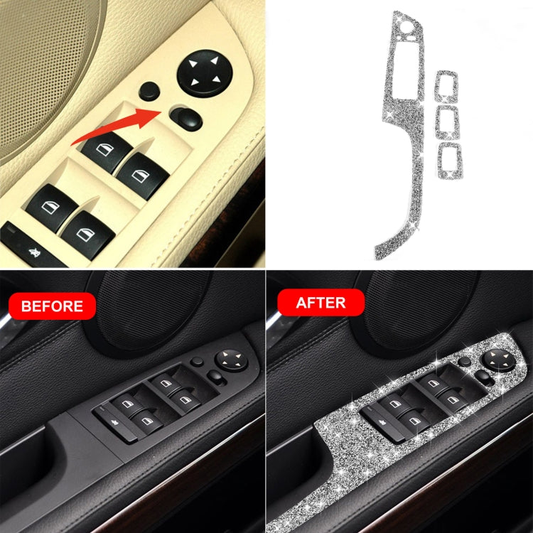 For BMW 3 Series E90 / 320i / 325i 2005-2012 Car Window Lift Panel with Folding Key 37.8cm Diamond Decorative Sticker, Left Drive by buy2fix