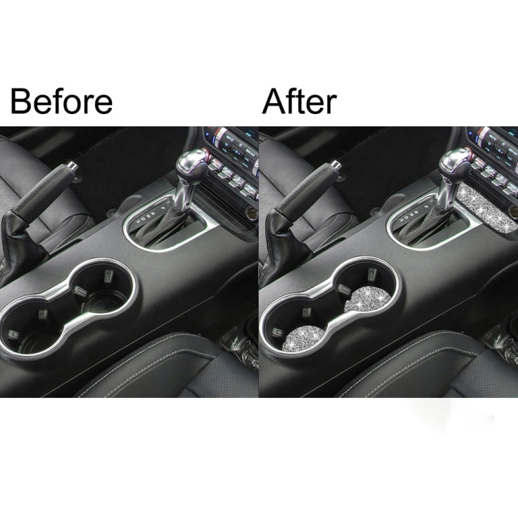 For Ford Mustang 2015-2020 Car Water Cup Holder Upper + Base Diamond Decoration Sticker, Left and Right Drive by buy2fix