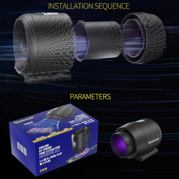 Mechanic C919 3 in 1 Quick Cooling Fan + Fume Exhaust + UV Lamp for Motherboard Repair by MECHANIC