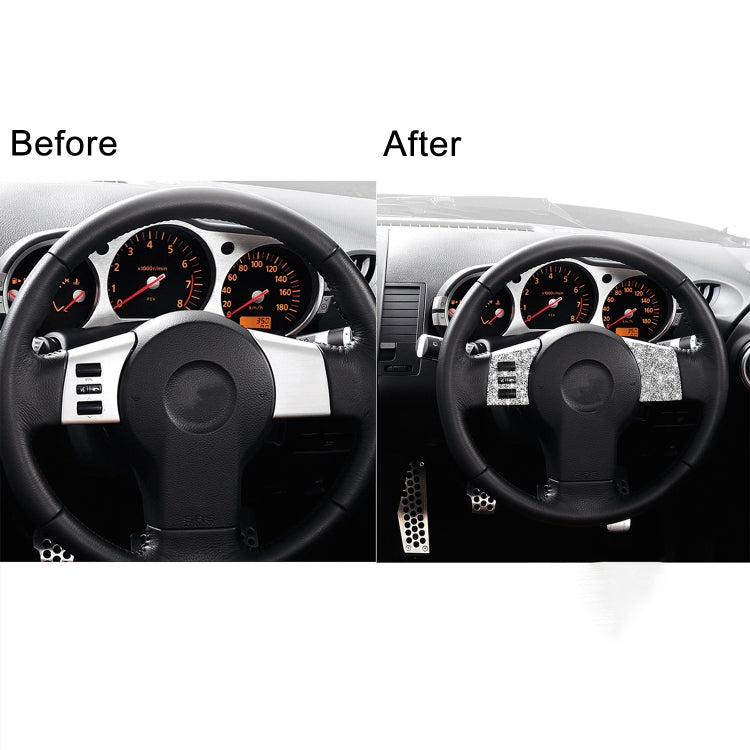 For Nissan 350Z 2003-2009 2pcs Car Steering Wheel Button Frame C Diamond Sticker,Left and Right Drive Universal by buy2fix