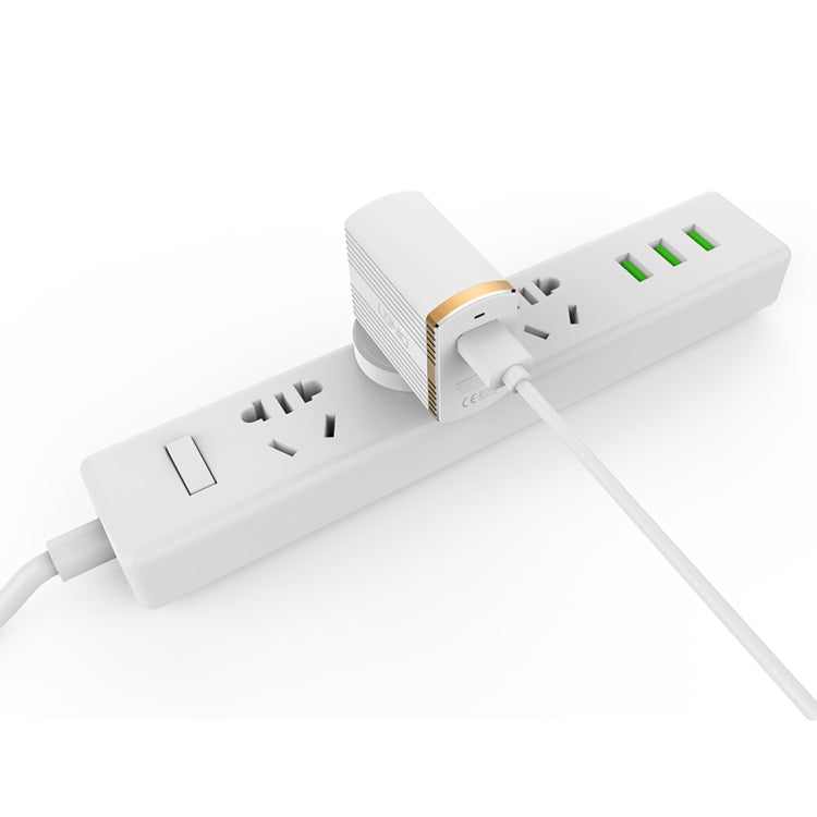 LDNIO A1302Q 2 in 1 18W QC3.0 USB Interface Grid Shape Travel Charger Mobile Phone Charger with 8 Pin Data Cable, US Plug by LDNIO