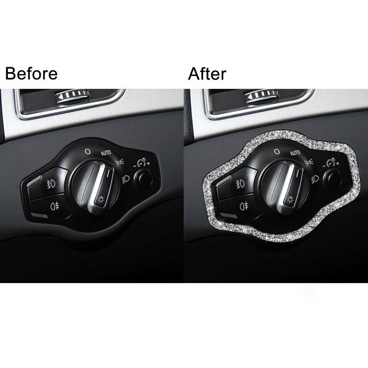 For Audi A4 / A5 / Q5 Car Headlight Switch Frame Diamond Decoration Sticker, Left and Right Drive by buy2fix