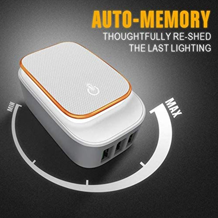 LDNIO A3305 3.4A 3 USB Interfaces Travel Charger Mobile Phone Charger, Support Touch LED Night Light, with 8 Pin Data Cable, EU Plug - USB Charger by LDNIO | Online Shopping UK | buy2fix