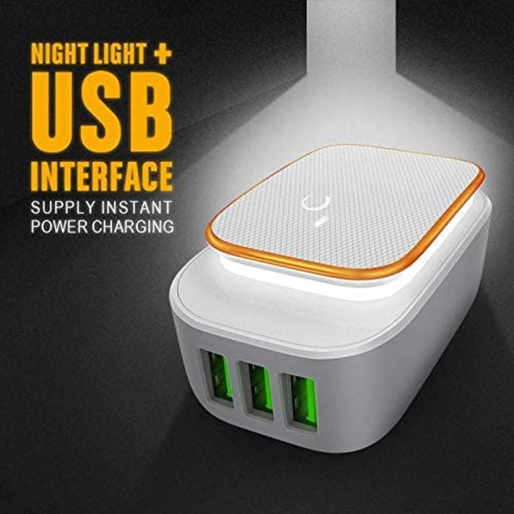 LDNIO A3305 3.4A 3 USB Interfaces Travel Charger Mobile Phone Charger, Support Touch LED Night Light, with 8 Pin Data Cable, EU Plug - USB Charger by LDNIO | Online Shopping UK | buy2fix