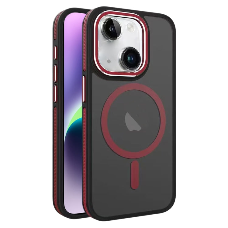 For iPhone 14 Plus Two-color Frosted MagSafe Magnetic Phone Case(Red) - iPhone 14 Plus Cases by buy2fix | Online Shopping UK | buy2fix