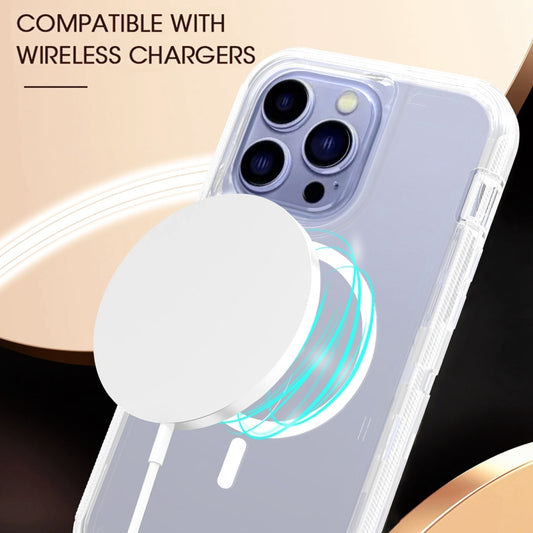 For iPhone 15 Shockproof MagSafe Magnetic Phone Case(Transparent) by buy2fix