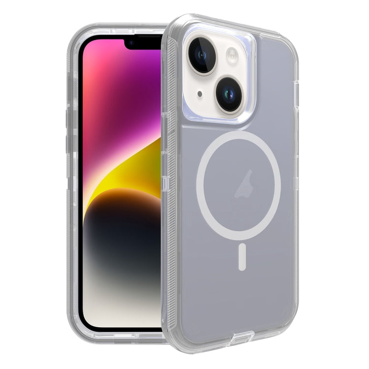 For iPhone 14 Plus Shockproof MagSafe Magnetic Phone Case(Transparent Grey) - iPhone 14 Plus Cases by buy2fix | Online Shopping UK | buy2fix