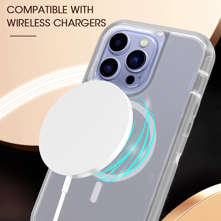 For iPhone 14 Plus Shockproof MagSafe Magnetic Phone Case(Transparent Grey) - iPhone 14 Plus Cases by buy2fix | Online Shopping UK | buy2fix