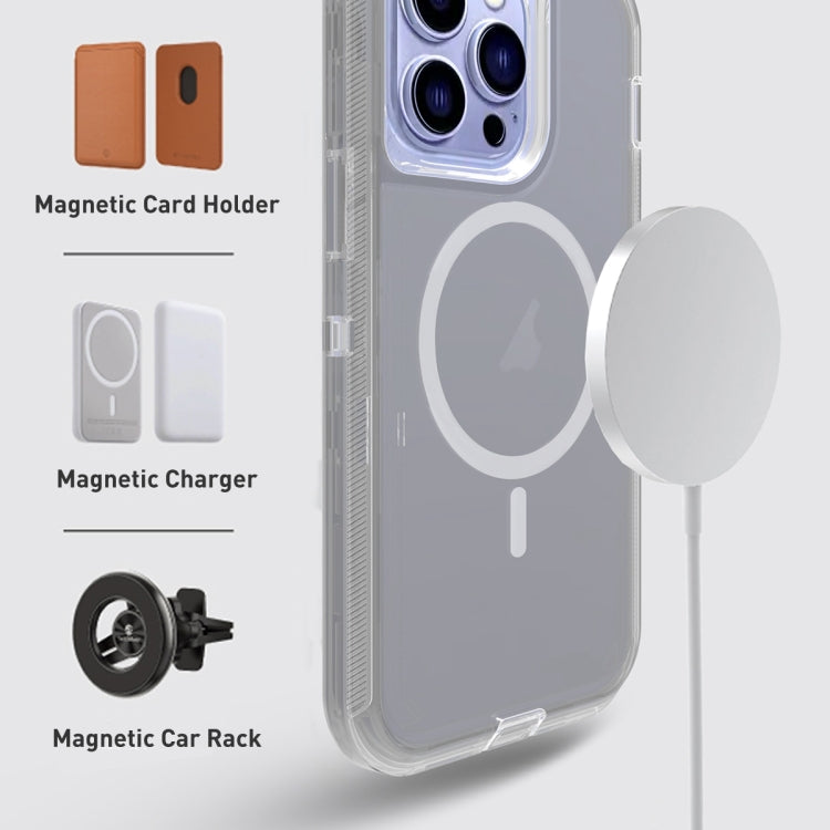 For iPhone 14 Plus Shockproof MagSafe Magnetic Phone Case(Transparent Grey) - iPhone 14 Plus Cases by buy2fix | Online Shopping UK | buy2fix