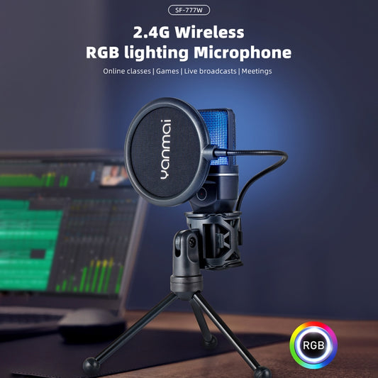 Yanmai SF-777W 2.4G Wireless Gaming Desktop Microphone with RGB Light & Blowout Net by Yanmai