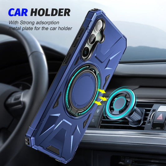 For Samsung Galaxy A15 MagSafe Magnetic Shockproof Phone Case with Ring Holder(Navy Blue) by buy2fix