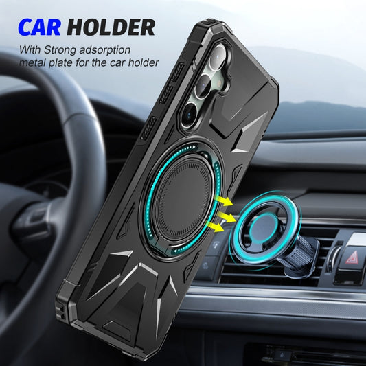 For Samsung Galaxy A15 MagSafe Magnetic Shockproof Phone Case with Ring Holder(Black) by buy2fix