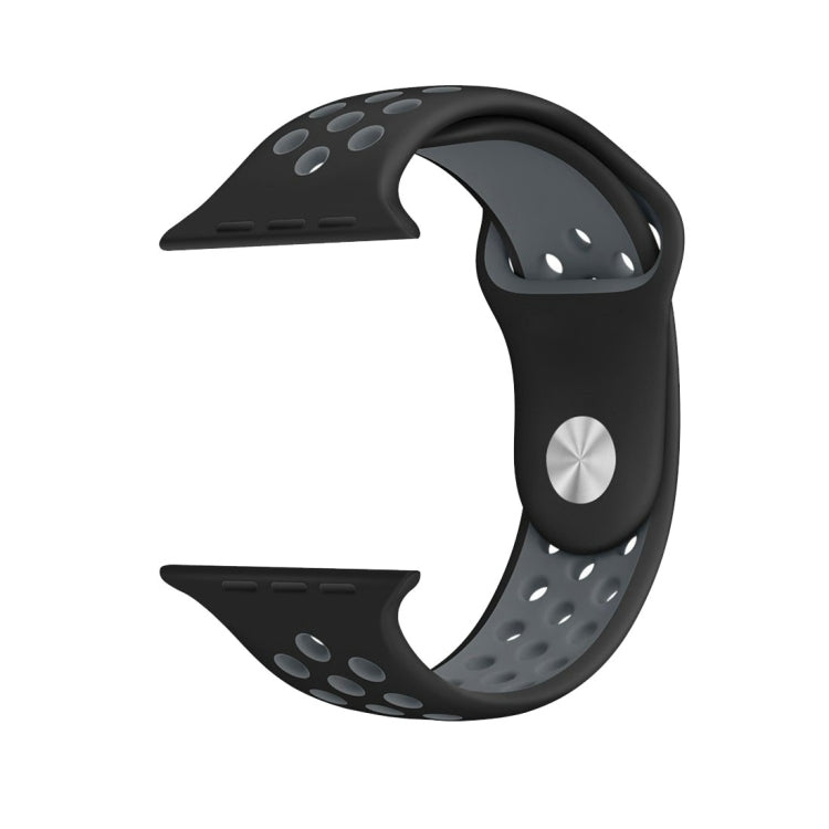 For Apple Watch Ultra 49mm&Watch Ultra 2 49mm / Series 9&8&7 45mm / SE 3&SE 2&6&SE&5&4 44mm / 3&2&1 42mm Sport Silicone Watch Band Standard Edition(Black Grey) - Watch Bands by buy2fix | Online Shopping UK | buy2fix