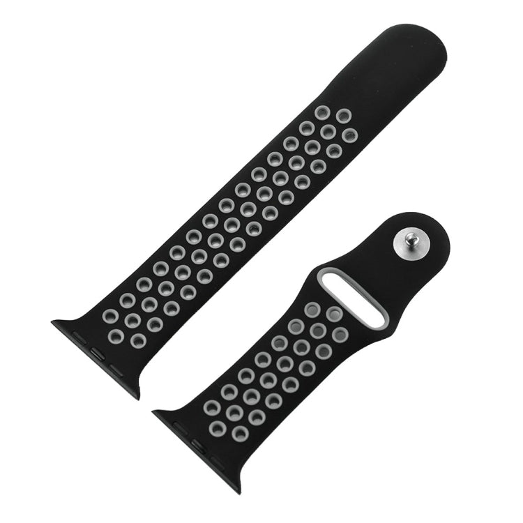 For Apple Watch Ultra 49mm&Watch Ultra 2 49mm / Series 9&8&7 45mm / SE 3&SE 2&6&SE&5&4 44mm / 3&2&1 42mm Sport Silicone Watch Band Standard Edition(Black Grey) - Watch Bands by buy2fix | Online Shopping UK | buy2fix