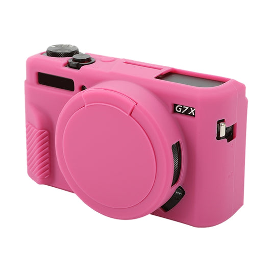 For Canon PowerShot G7 X Mark II / G7X2 Soft Silicone Protective Case with Lens Cover(Rose Red) by buy2fix