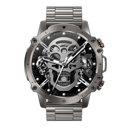 AK56 IP67 BT5.1 1.43inch Smart Watch Support Voice Call / Health Monitoring, Style:Pearl Steel Strap(Silver) by buy2fix