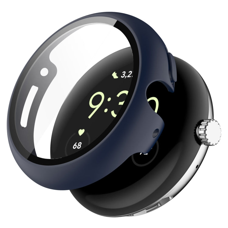 For Google Pixel Watch 2 PC + Tempered Film Integrated Watch Protective Case(Midnight Blue) - Watch Cases by buy2fix | Online Shopping UK | buy2fix