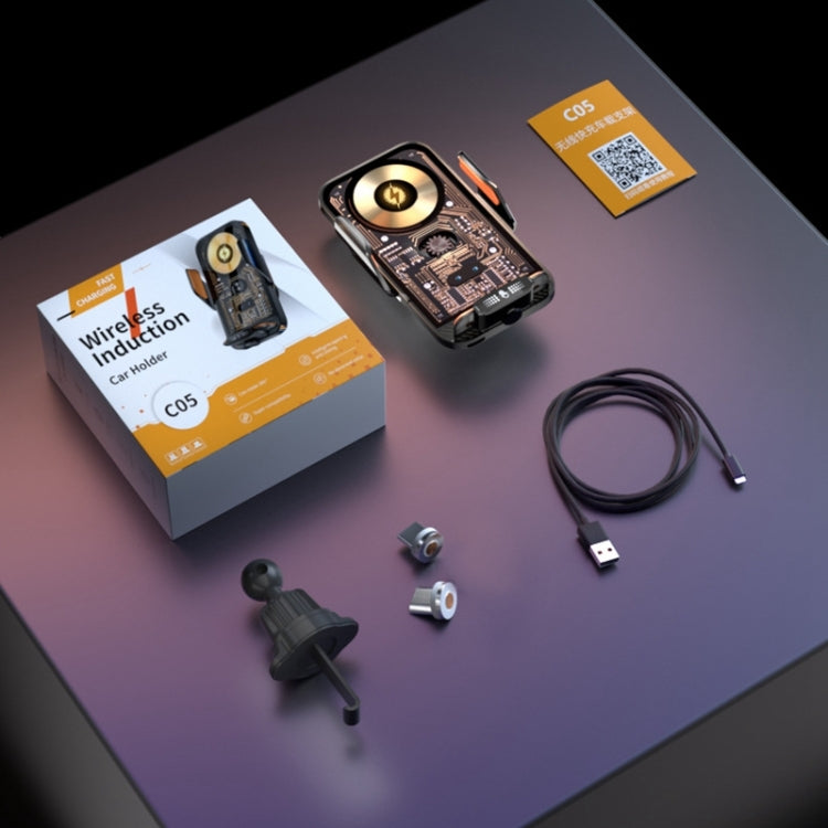 C05 Automatic Alignment Wireless Fast Charging Air Outlet Car Holder(Gold) by buy2fix