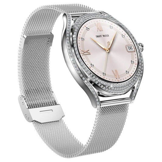 V66 1.28inch BT5.0 Smart Watch Support Heart Rate/ Sleep Detection, Style:Steel Strap(Silver) by buy2fix