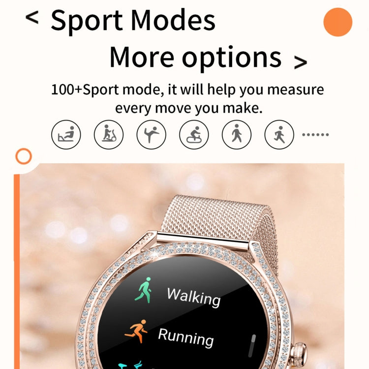 V66 1.28inch BT5.0 Smart Watch Support Heart Rate/ Sleep Detection, Style:Steel Strap(Gold) by buy2fix