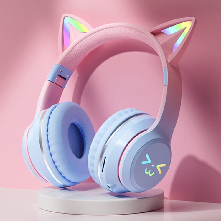 BT612 LED Cat Ear Single Sound Folding Bluetooth Earphone with Microphone(Blue) - Headset & Headphone by buy2fix | Online Shopping UK | buy2fix