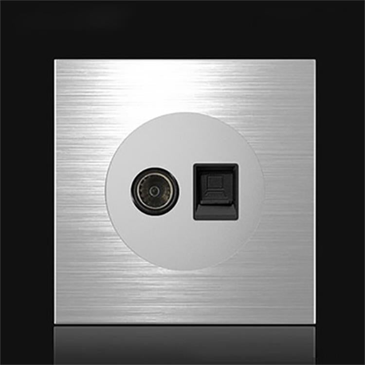 86mm Gray Aluminum Wire Drawing LED Switch Panel, Style:TV-Computer Socket - by buy2fix | Online Shopping UK | buy2fix