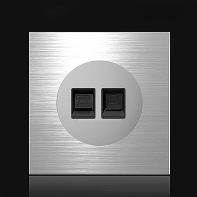 86mm Gray Aluminum Wire Drawing LED Switch Panel, Style:Telephone-Computer Socket - by buy2fix | Online Shopping UK | buy2fix