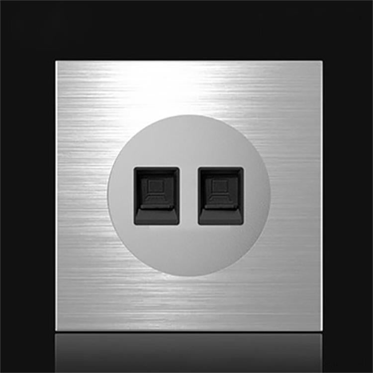 86mm Gray Aluminum Wire Drawing LED Switch Panel, Style:Dual Computer Socket - by buy2fix | Online Shopping UK | buy2fix