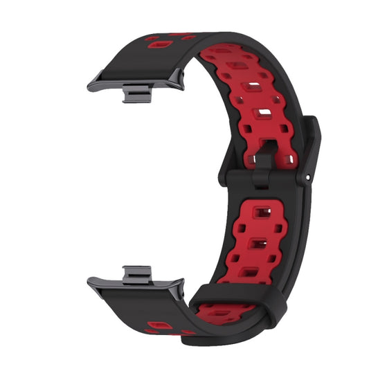 For Xiaomi Smart Band 9 Pro / 8 Pro Mijobs Square Hole Breathable Silicone Watch Band(Black Red) by MIJOBS