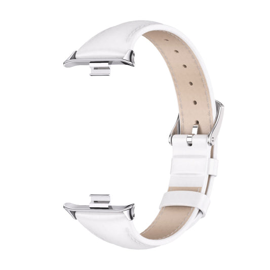 For Xiaomi Smart Band 9 Pro / 8 Pro Mijobs Genuine Leather Slim Watch Band(White Silver) by MIJOBS
