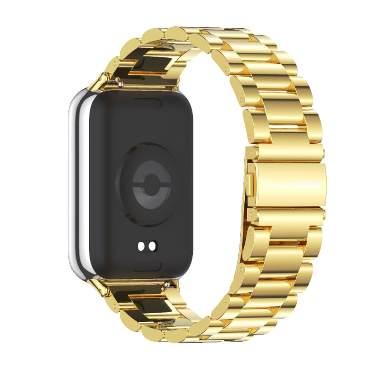 For Xiaomi Smart Band 9 Pro / 8 Pro Mijobs Three Beads Stainless Steel Watch Band(Gold) - Watch Bands by MIJOBS | Online Shopping UK | buy2fix