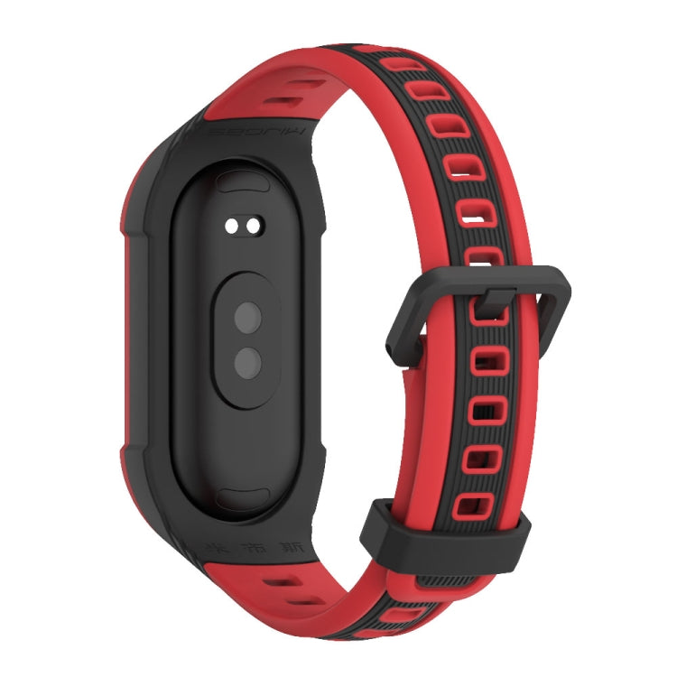 For Xiaomi Mi Band 8 MIJOBS Unibody Two Color Silicone Watch Band(Black Red) - Watch Bands by MIJOBS | Online Shopping UK | buy2fix