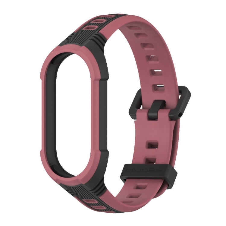 For Xiaomi Mi Band 8 MIJOBS Unibody Two Color Silicone Watch Band(Black Wine Red) - Watch Bands by MIJOBS | Online Shopping UK | buy2fix