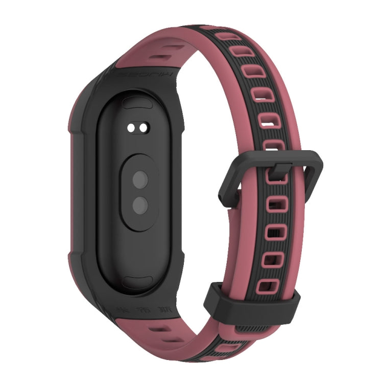 For Xiaomi Mi Band 8 MIJOBS Unibody Two Color Silicone Watch Band(Black Wine Red) - Watch Bands by MIJOBS | Online Shopping UK | buy2fix