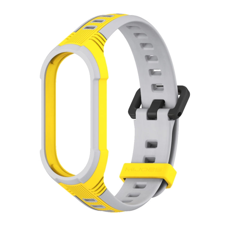 For Xiaomi Mi Band 8 MIJOBS Unibody Two Color Silicone Watch Band(Yellow Grey) - Watch Bands by MIJOBS | Online Shopping UK | buy2fix