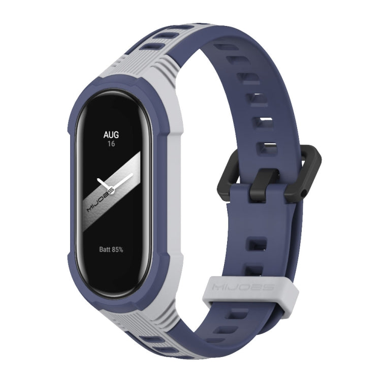 For Xiaomi Mi Band 8 MIJOBS Unibody Two Color Silicone Watch Band(Grey Midnight Blue) - Watch Bands by MIJOBS | Online Shopping UK | buy2fix