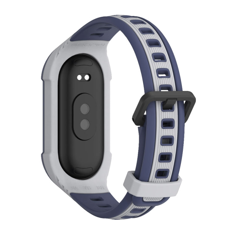 For Xiaomi Mi Band 8 MIJOBS Unibody Two Color Silicone Watch Band(Grey Midnight Blue) - Watch Bands by MIJOBS | Online Shopping UK | buy2fix
