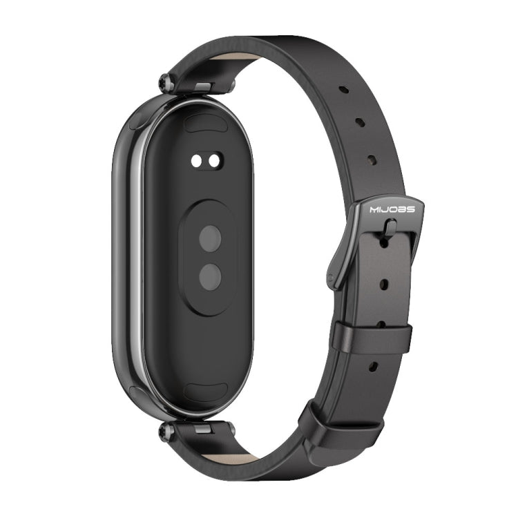 For Xiaomi Smart Band 10 / 9 / 8 Mijobs First Layer Cowhide Watch Band(Black) - Watch Bands by MIJOBS | Online Shopping UK | buy2fix