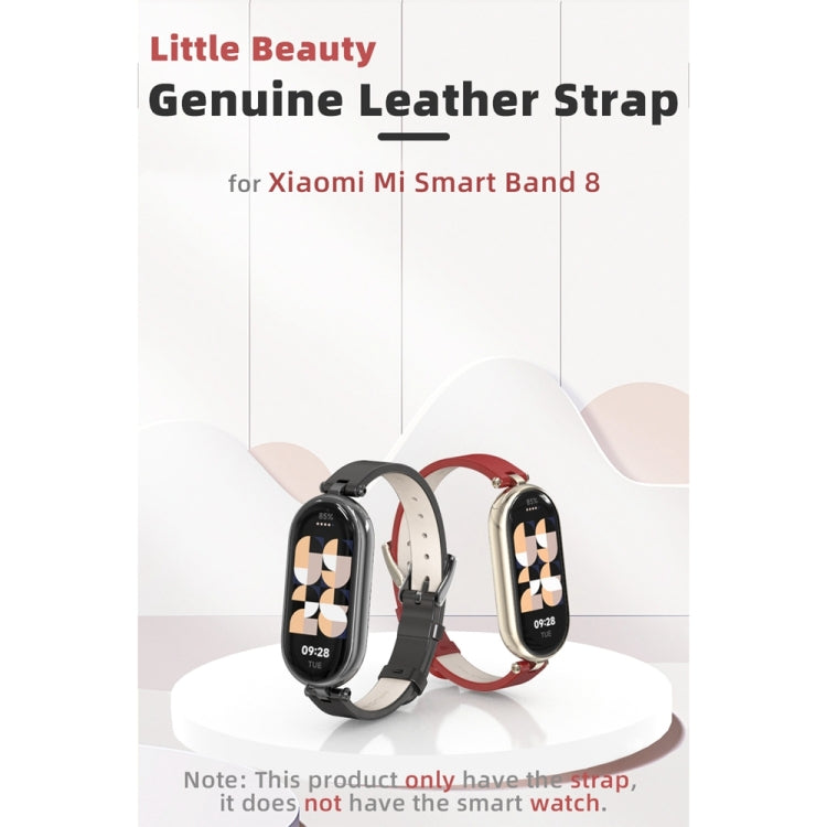 For Xiaomi Smart Band 10 / 9 / 8 Mijobs First Layer Cowhide Watch Band(Black) - Watch Bands by MIJOBS | Online Shopping UK | buy2fix